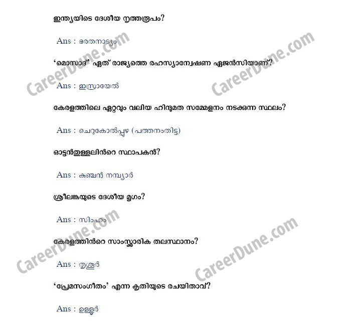 PSC GK Malayalam PSC GK Malayalam