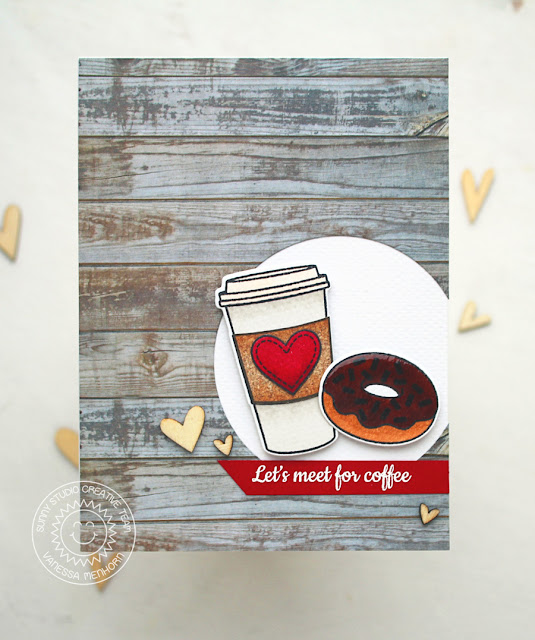 Sunny Studio Stamps: Mug Hugs & Sweet Shoppe Coffee & Donuts card by Vanessa Menhorn.