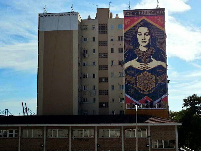 "Paz Y Libertard" New Street Art Mural By American Artist Shepard Fairey For Maus Malaga In Spain. 35