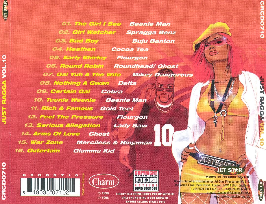 Ragga - VA - Just Ragga - Vol. 10 - (CD-1996) VERSO