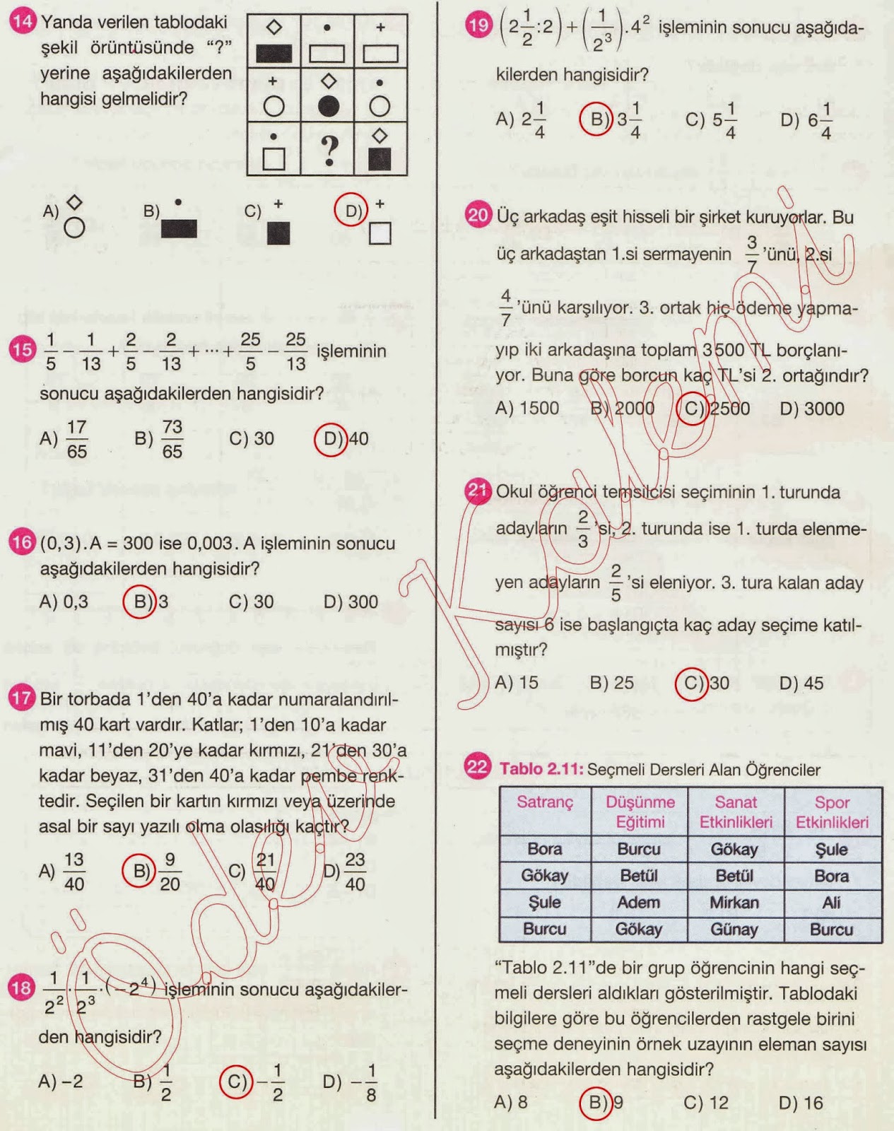 Odev Kalemi 7 Sinif Matematik Aydin Yayinlari 62 Sayfa Cevaplari Calisma Kitabi