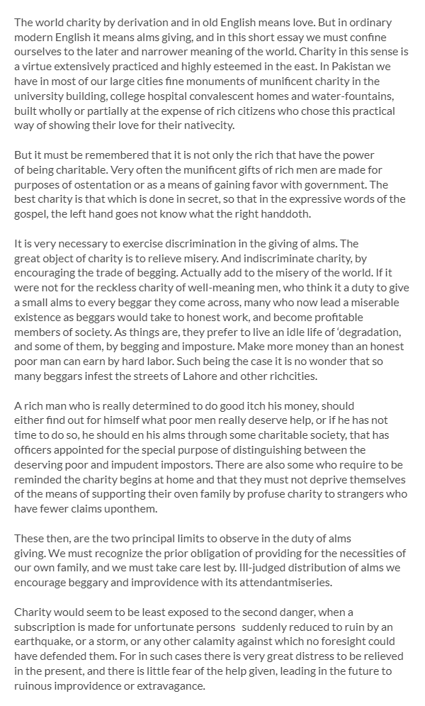 Essay on charity