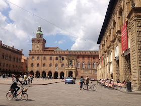 One corner of Bologna's central Piazza Maggiore