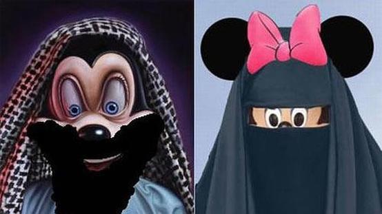 Mickey Mouse y Minnie con ropas árabes