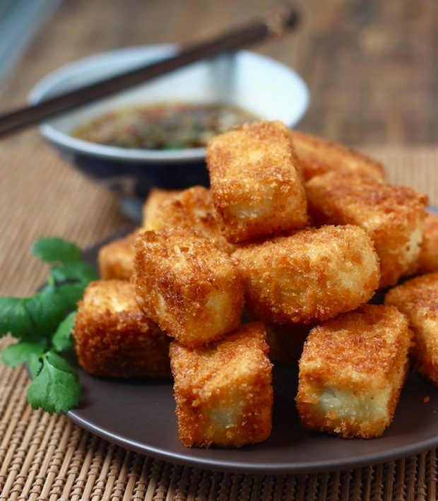 Fried Tofu with Sesame Soy Dipping Sauce by SeasonWithSpice.com