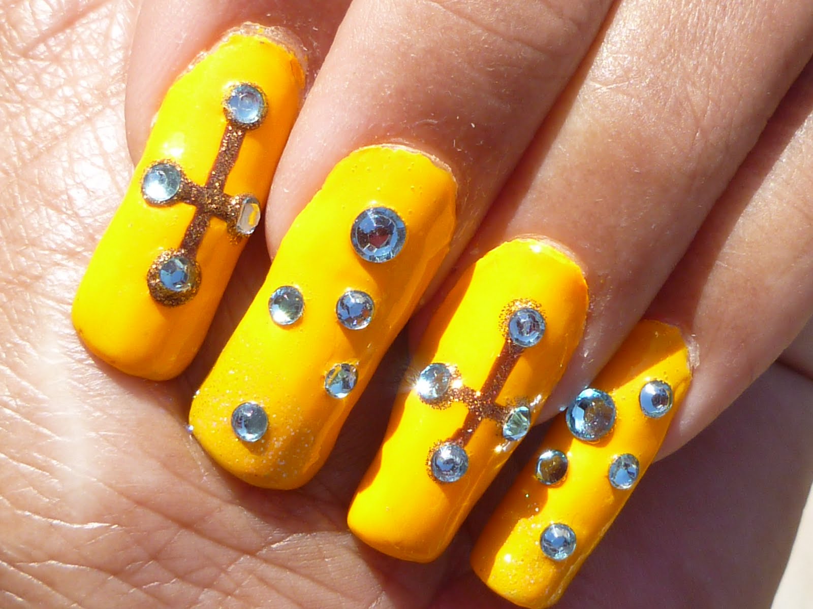 Orange and Turquoise Glitter Nails - wide 9