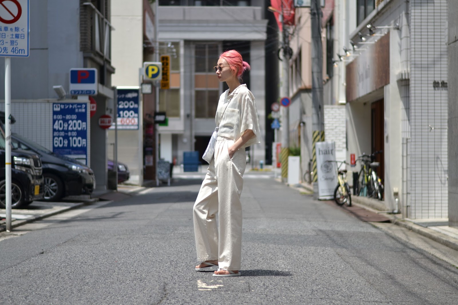 LEINWANDE / ラインヴァンド「Sheer Check Shirt × Tucked Straight