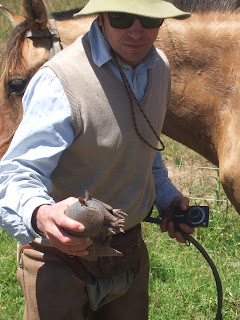 Nigel Harvery with an armadillo
