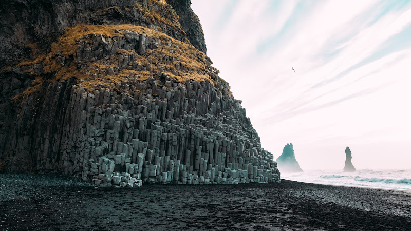 Reynisfjara, black pebble beach in Iceland