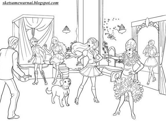 sketsa gambar barbie