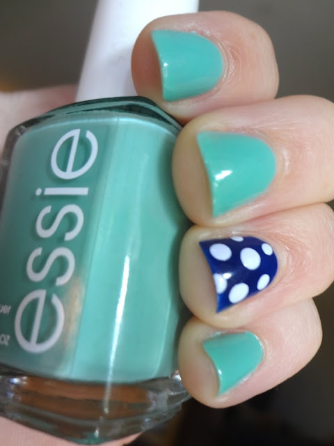 essie turquoise and caicos, navy accent nail