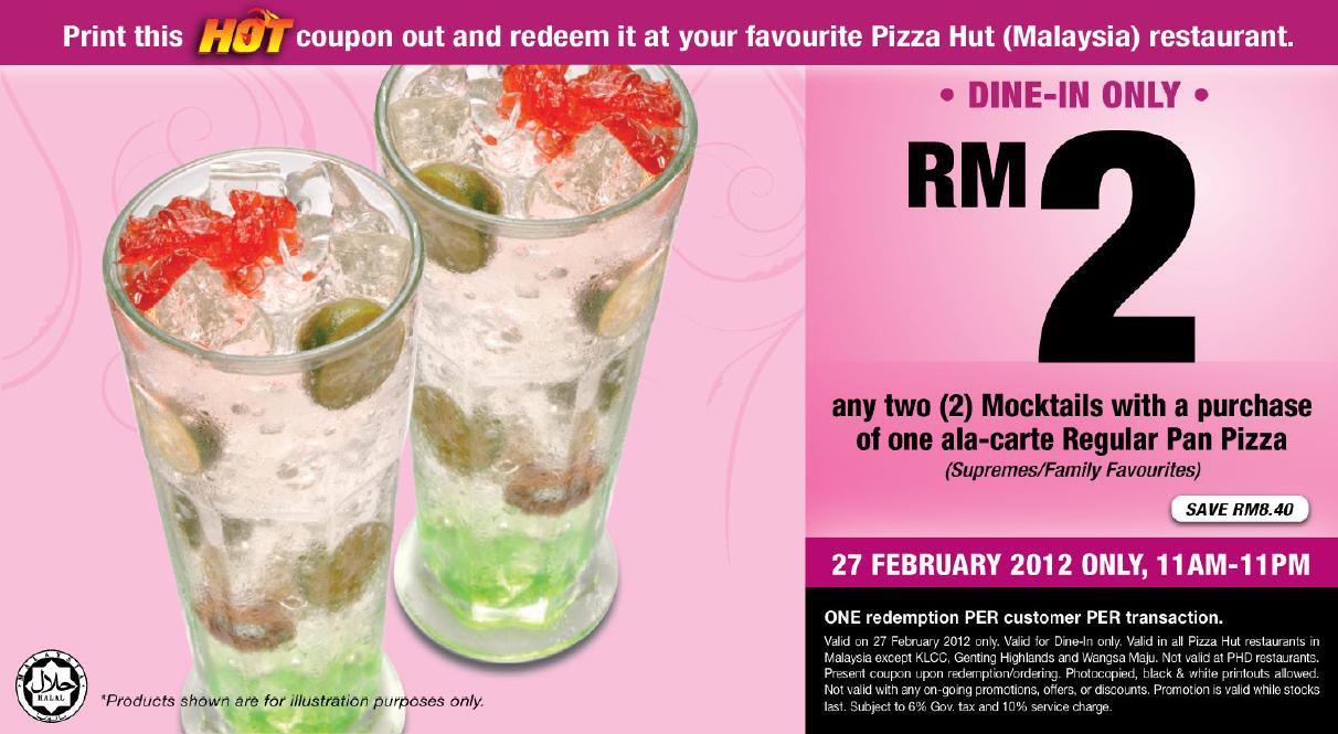 Malaysia Freebies Pizza Hut Malaysia Coupon For Mocktails (27 February)