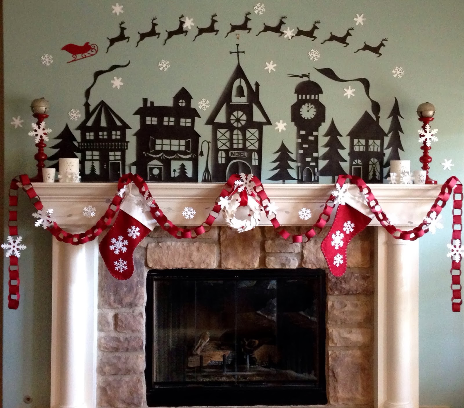 Our christmas mantel banner secondsister suaviloquy: paper garlands are classic- christmas mantle 2013