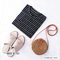 ANDHIMIND Kaos Stripetee Lengan Panjang Black Navy