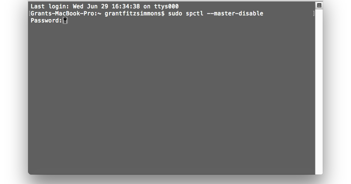 Disable Gatekeeper in macOS Sierra