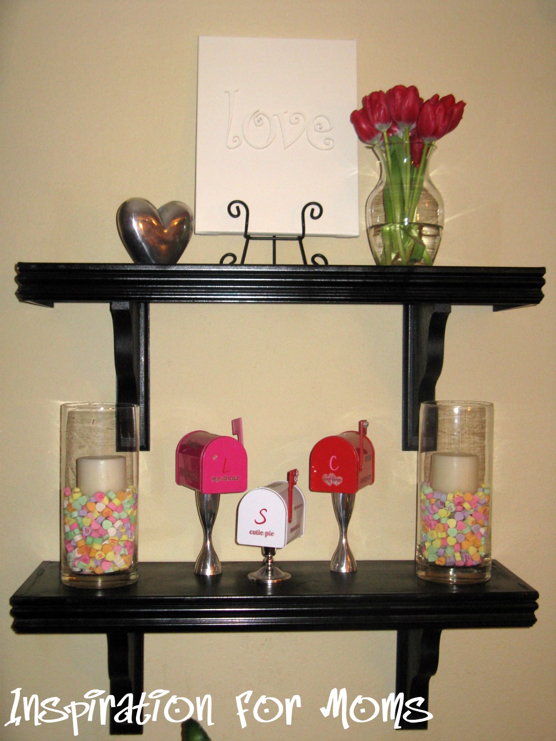 Valentine's Day Themed Shelves - Inspiration For Moms