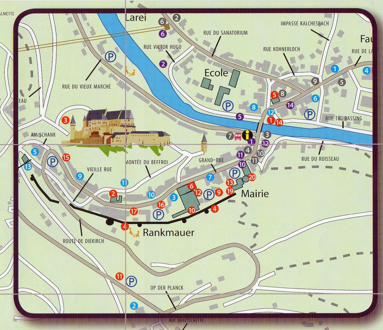 zoom no mapa de Vianden zoom no mapa de Vianden