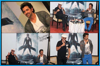 Hrithik and Rakesh Roshan at the press conference for #Krrish3 in Indore