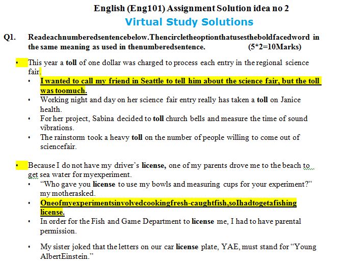 vu eng 101 assignment 1 solution