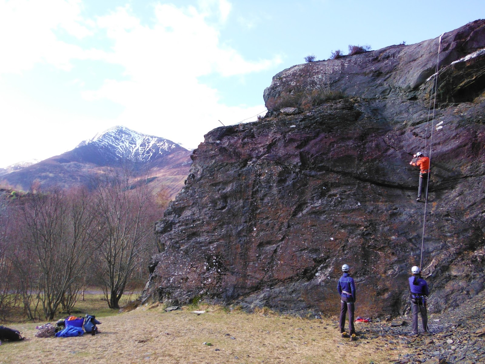 Scotland Outside Single Pitch Climbing Award skills training today.