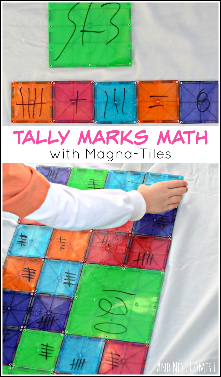 Exploring tally marks: elementary math with Magna-Tiles from And Next Comes L