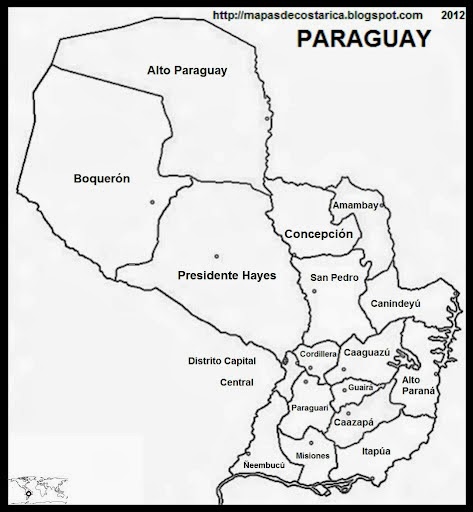 mapa paraguay colorear