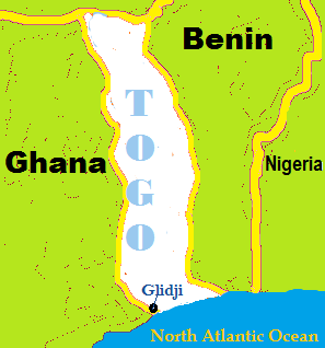 Glidji located in the Southern most region of Togo