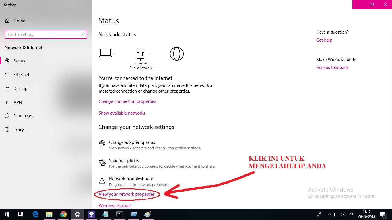 Network internet settings. Network internet settings