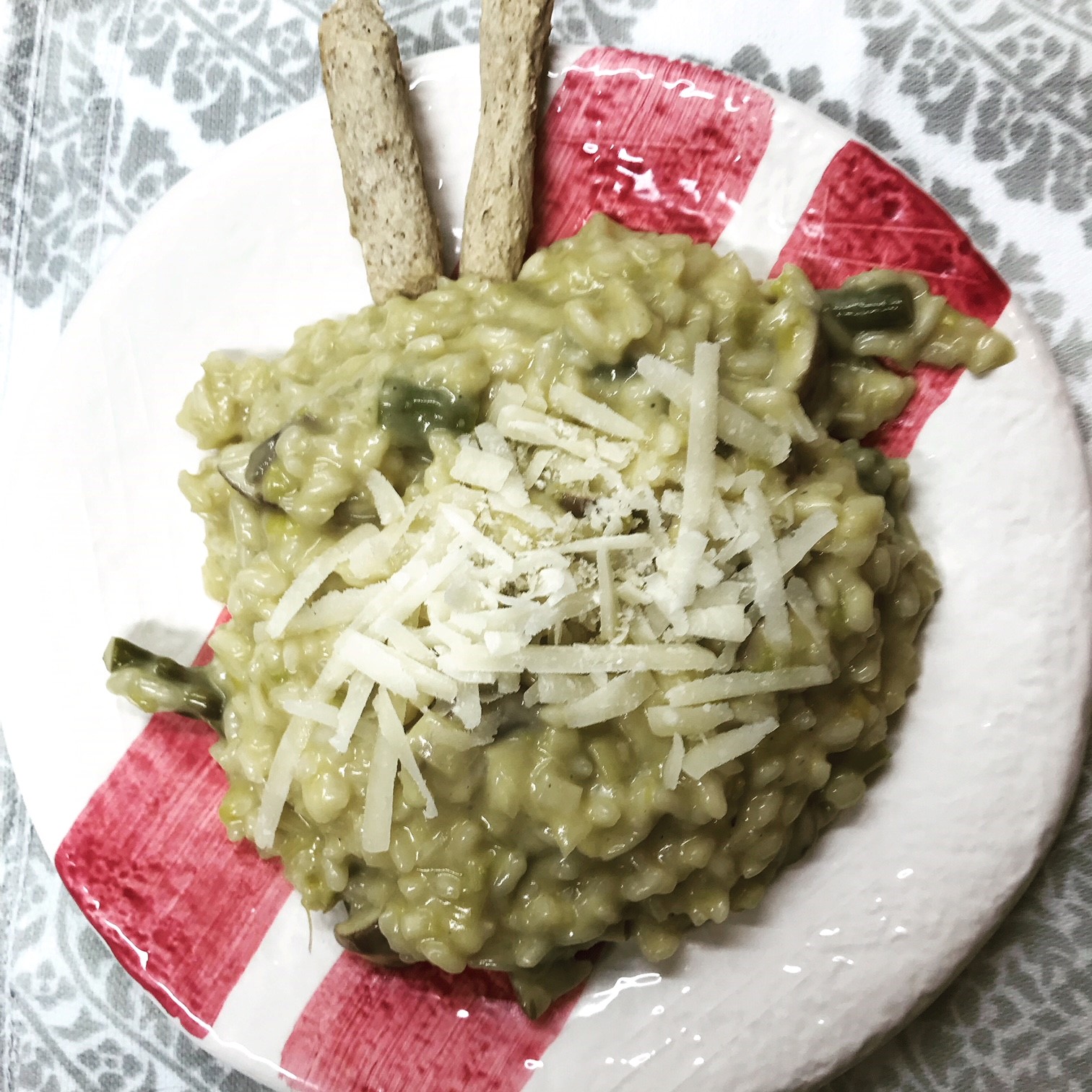 Risotto de setas Portobello y espárragos verdes