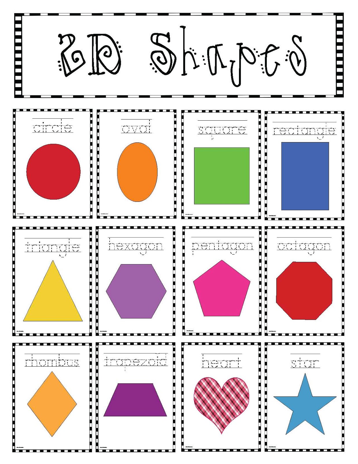 Classroom Freebies 2d Shapes Poster Packet Tracing Shapes Worksheets 