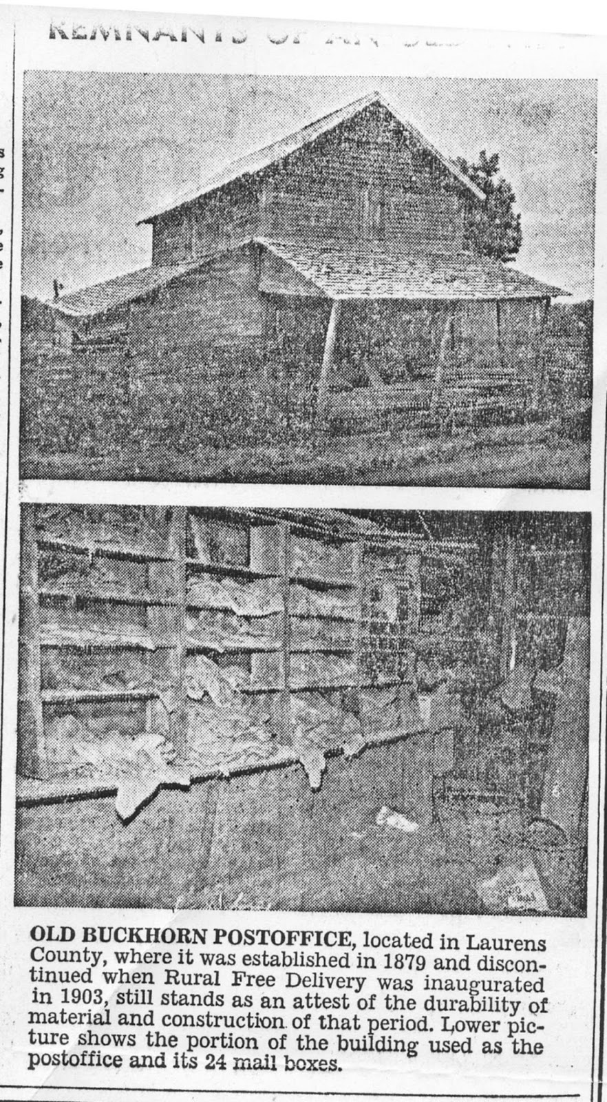IMAGES OF OUR PAST BUCKHORN POST OFFICE, BUCKHORN, GA. LAURENS COUNTY