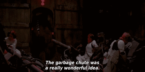 han+solo+garbage+chute+star+wars.gif