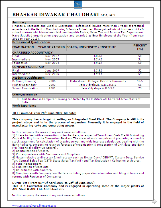 Wastewater sample resume