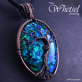 Side View - Antiqued Copper Wire Wrapped Tree of Life Pendant by Tim Whetsel