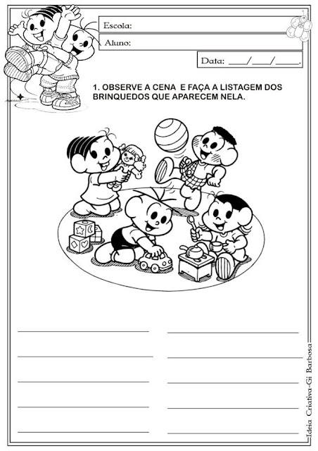 Atividade Listagem de Palavras Turma da Mônica