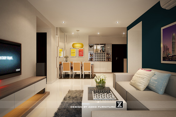 Thiết kế nội thất phòng khách căn hộ 120m2 khu Central Sunrise City 4