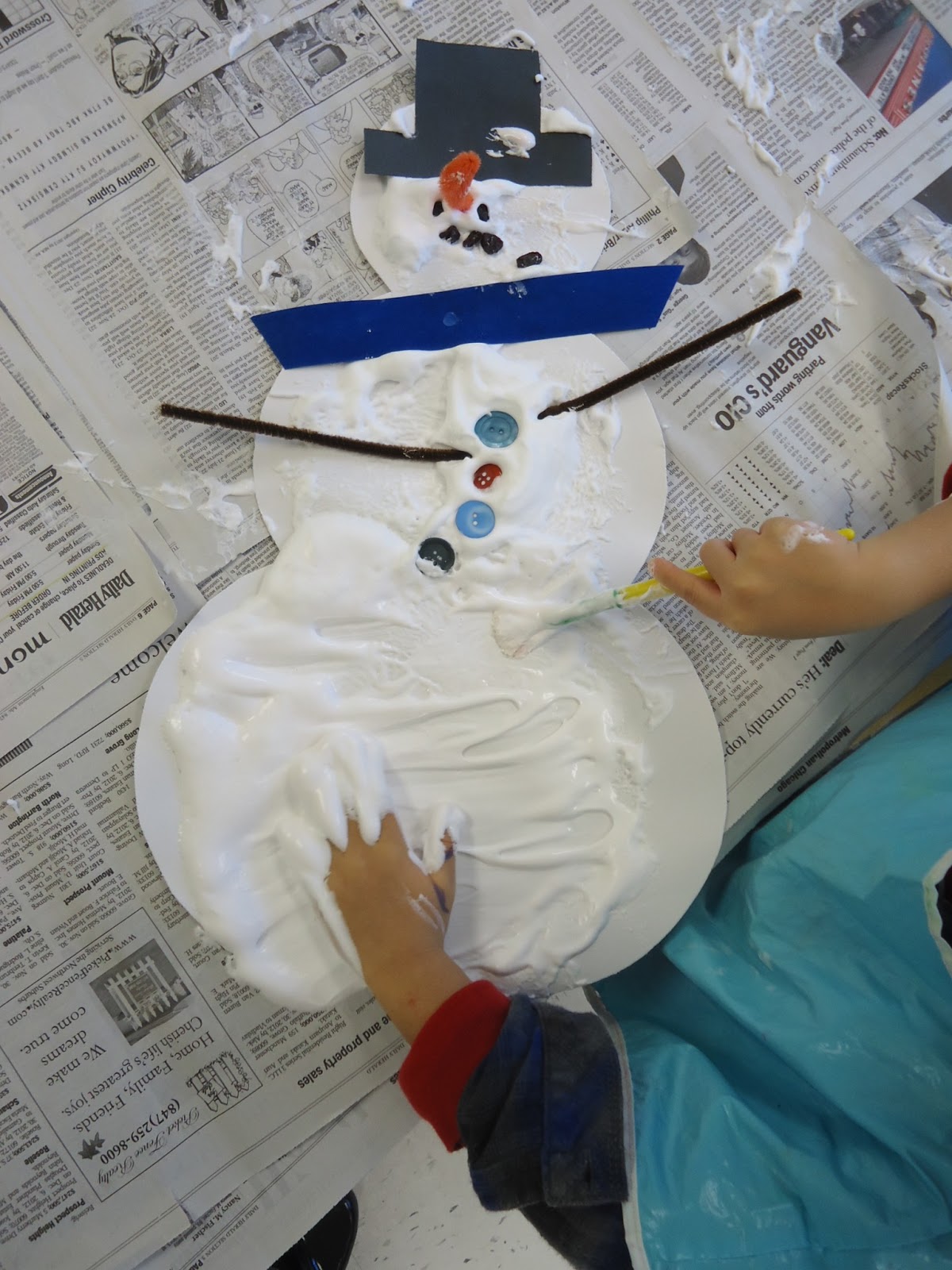 Trinity Preschool Mount Prospect: Shaving cream and glue snowman