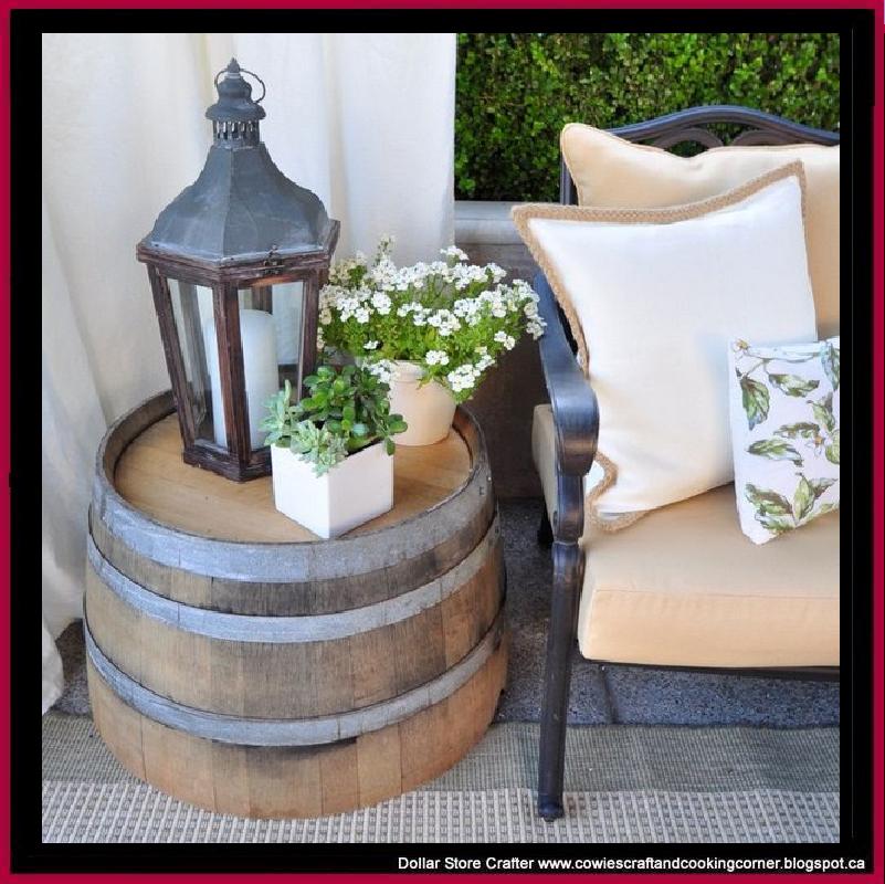 Dollar Store Crafter Turn A Wine Barrel Into A Cute Side Table