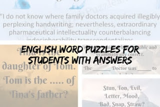 English Word Puzzles for students with answers