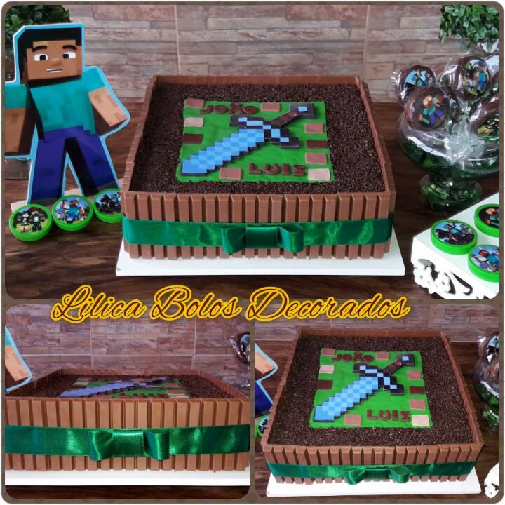 Bolo Minecraft de Chantilly  Bolo mine craft, Bolo minecraft, Decorações  de festa minecraft