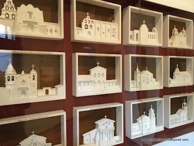 display of all the California missions in the museum at San Diego de Alcala mission in San Diego, California