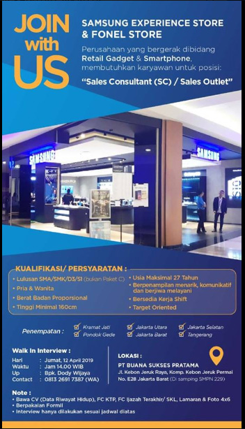 Lowongan Kerja Samsung Experience Store Jakarta Lowongan Kerja Samsung Experience Store Jakarta