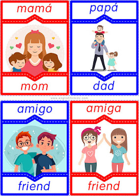 English Spanish flashcards, genders of Spanish nouns