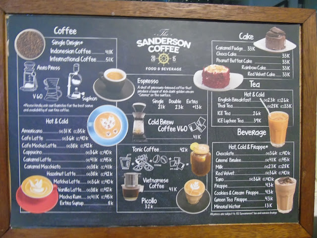 menu sanderson coffee