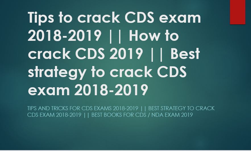 Tips and tricks for CDS exams 20182019 Best Strategy to crack CDS