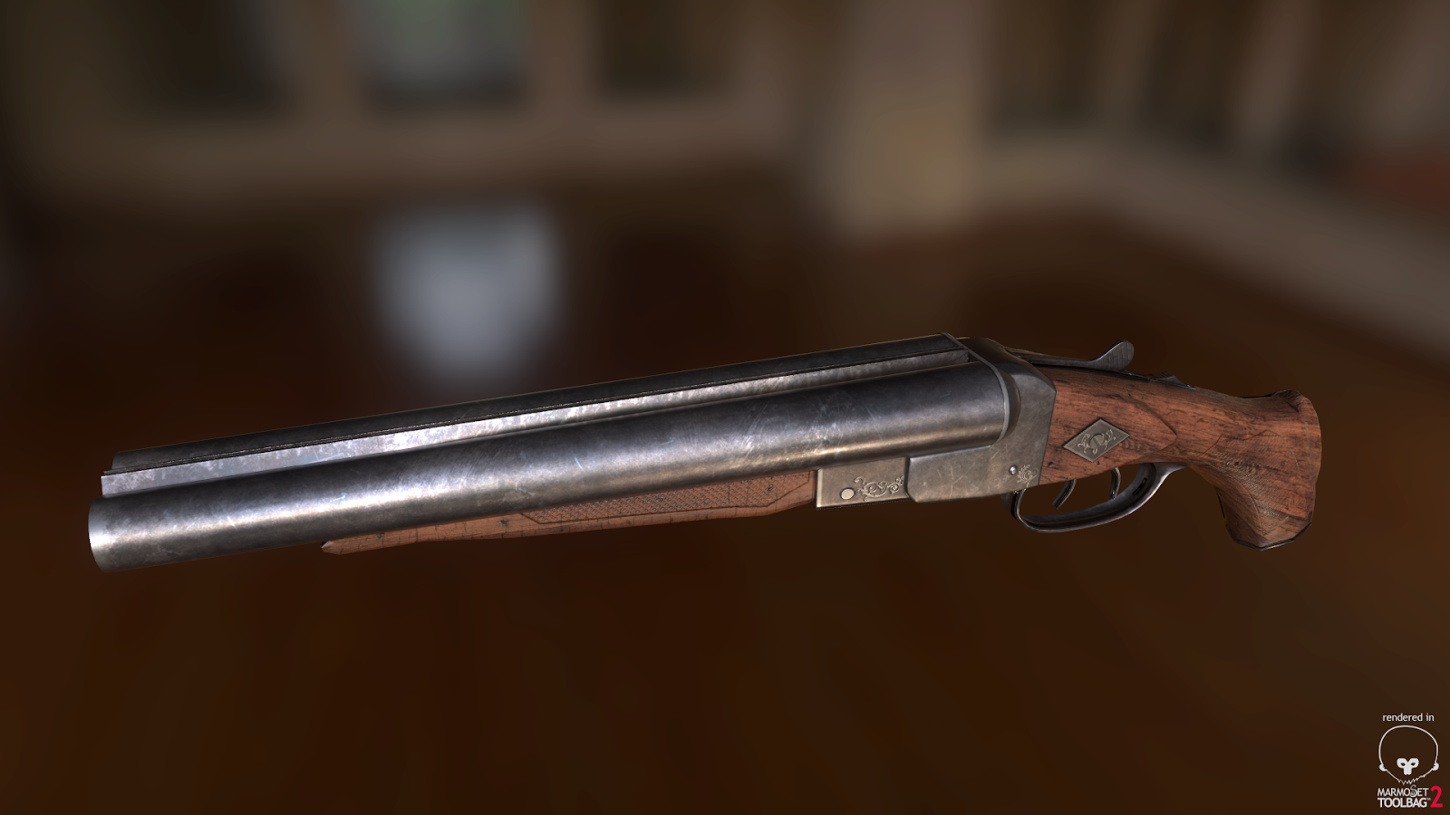 JeanSebastien Olivier Portfolio Sawed Off Shotgun Low Poly W.I.P.