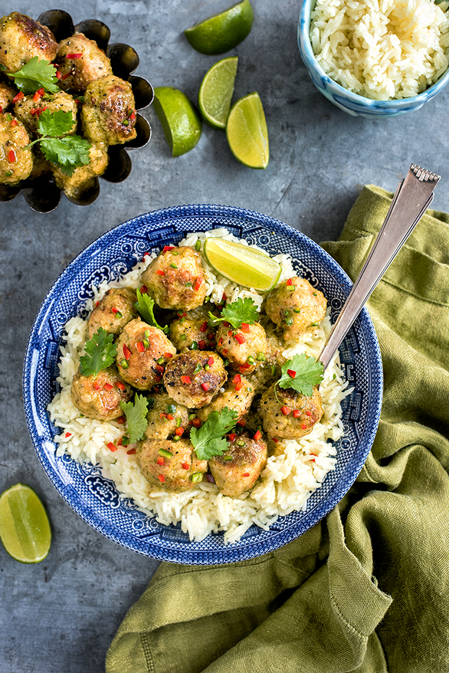 Thai Green Curry Chicken Meatballs supergolden bakes