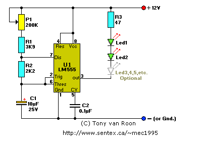 Two LED Strobe Flasher Circuit Diagram