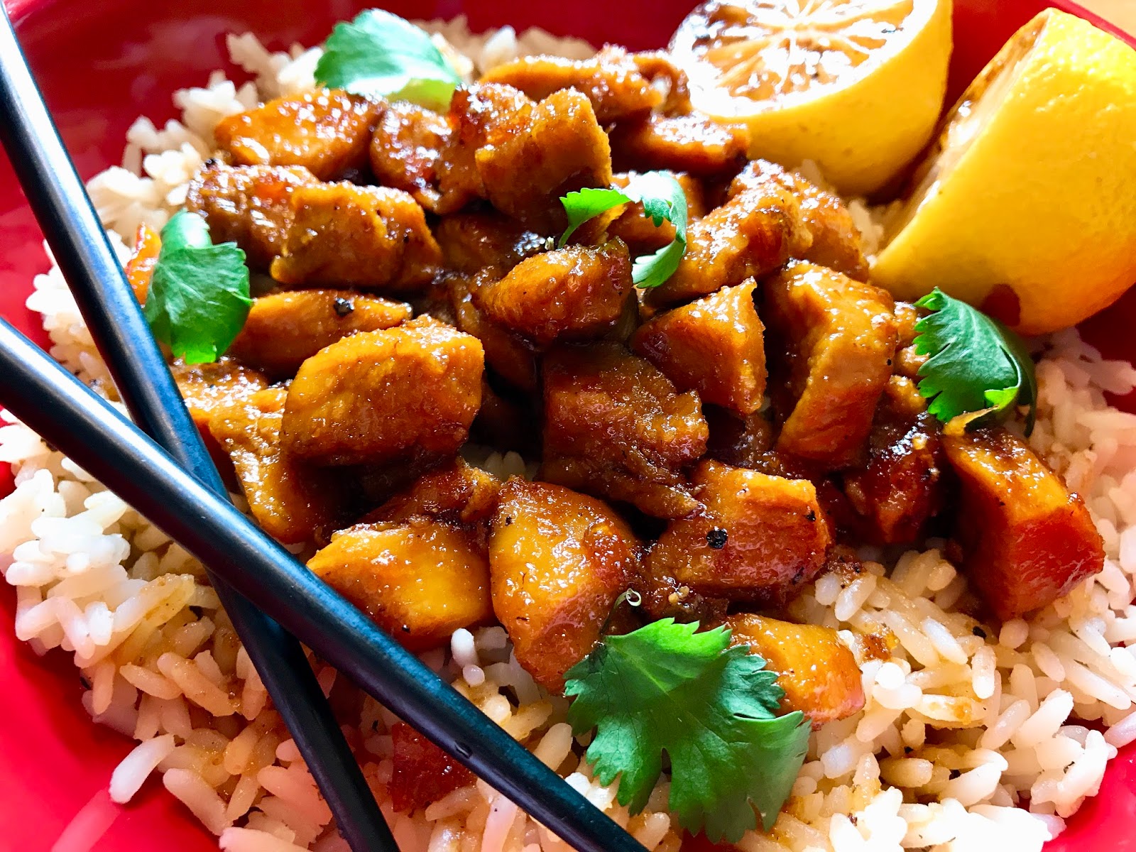 Healthy Orange Chicken with Seared Lemons