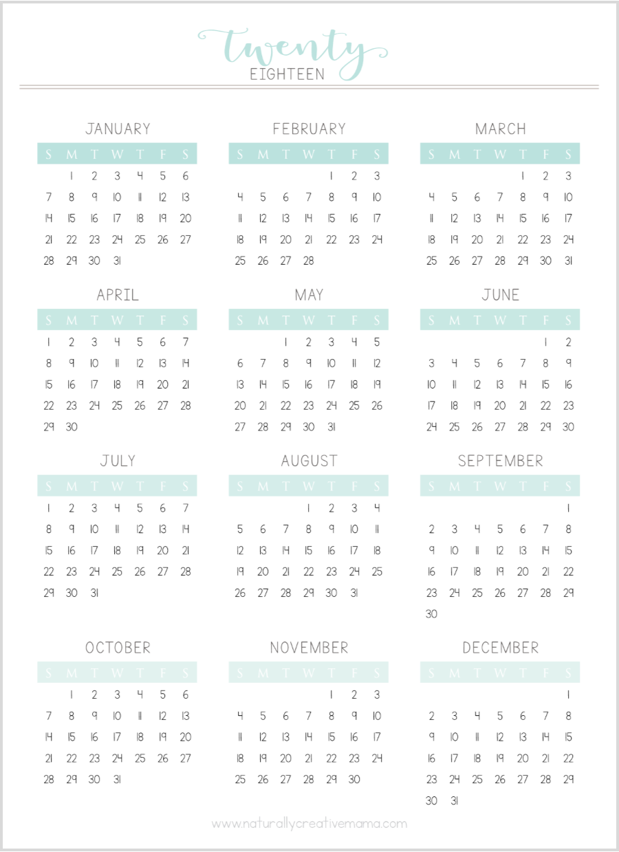 week at a glance 2018